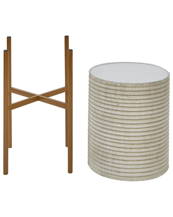 Plantestativ beige jern 31 x 31 x 58 cm indendørs metalblomst moderne industriel stående planter