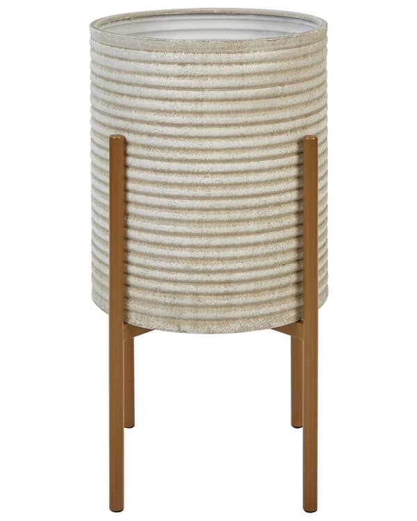 Plantestativ beige jern 31 x 31 x 58 cm indendørs metalblomst moderne industriel stående planter