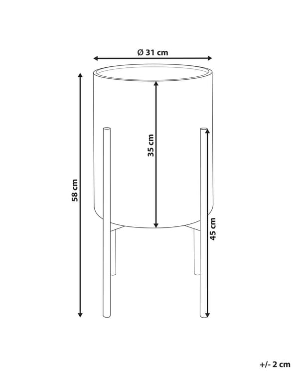 Plantestativ hvidt og blåt jern 31 x 31 x 58 cm indendørs metalblomst moderne industriel stående planter