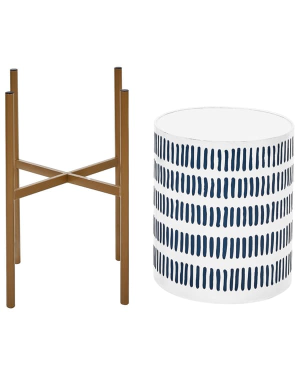 Plantestativ hvidt og blåt jern 31 x 31 x 58 cm indendørs metalblomst moderne industriel stående planter