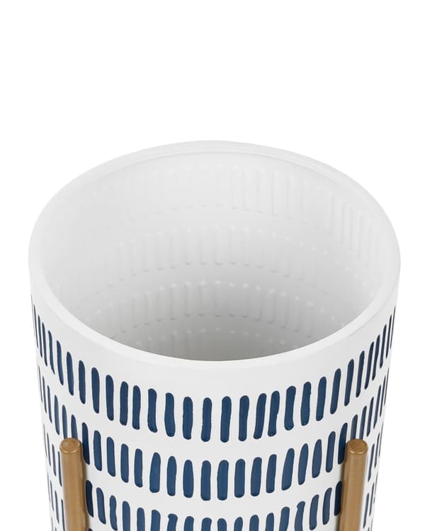 Plantestativ hvidt og blåt jern 31 x 31 x 58 cm indendørs metalblomst moderne industriel stående planter