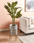 Miniatyrbillede 2 af 6: Plantestativ hvidt og blåt jern 31 x 31 x 58 cm indendørs metalblomst moderne industriel stående planter