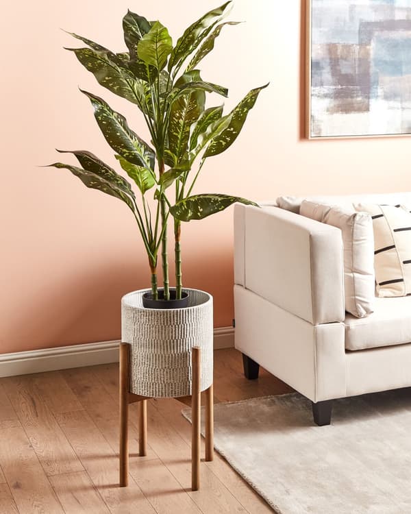 Plantestativ grå jern 30 x 30 x 59 cm indendørs metal blomst moderne industriel stående planter