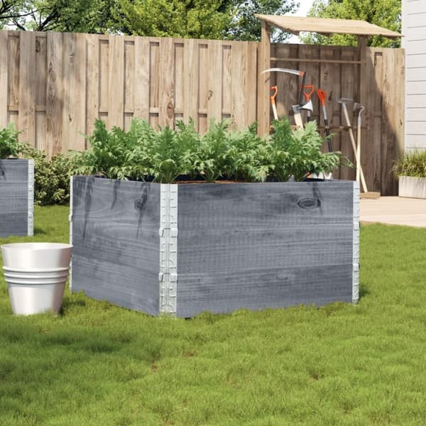 vidaXL plantekasse 100x100 cm massivt fyrretræ grå