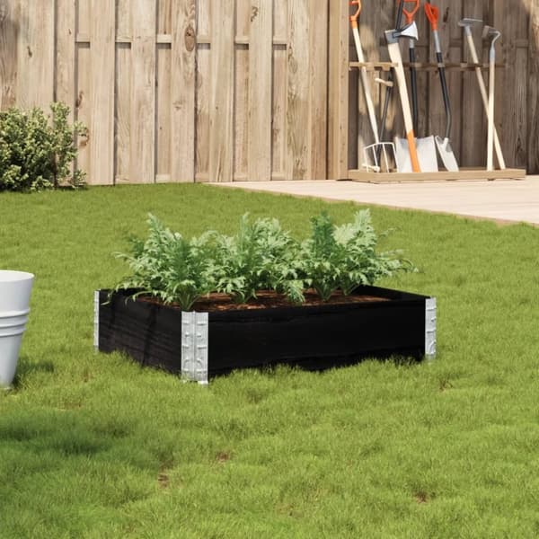 vidaXL plantekasse 80x60 cm massivt fyrretræ sort