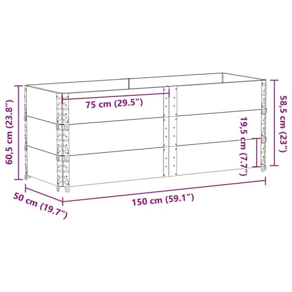 vidaXL plantekasse 150x50 cm massivt fyrretræ brun