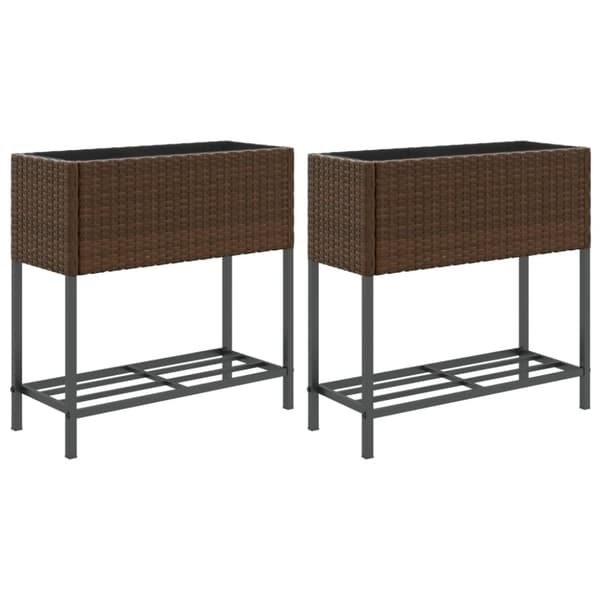 vidaXL Plantekasser med hylle 2 stk brun 70x28x70 cm polyrotting