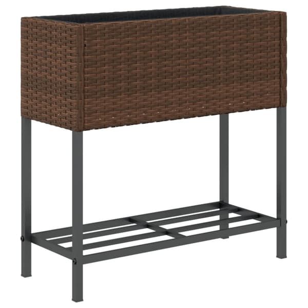 vidaXL Plantekasser med hylle 2 stk brun 70x28x70 cm polyrotting
