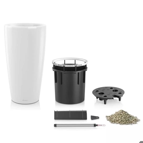 LECHUZA Planter Rondo 32 ALL-IN-ONE Vit högblank 15780
