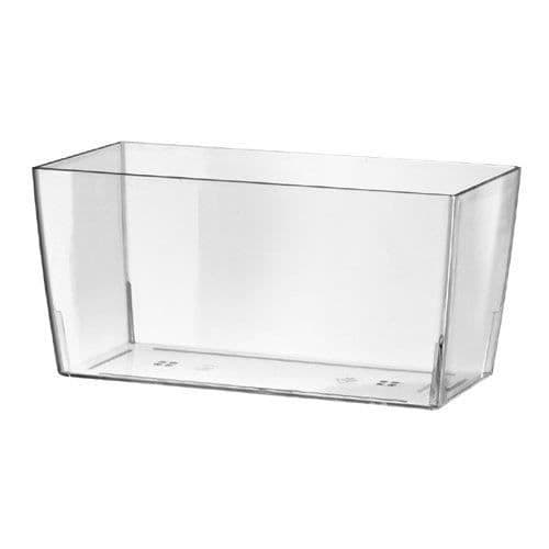 TERAPLAST transparent blomkruka - 26 x 13 x 13 cm - Injicerad PVC-plast