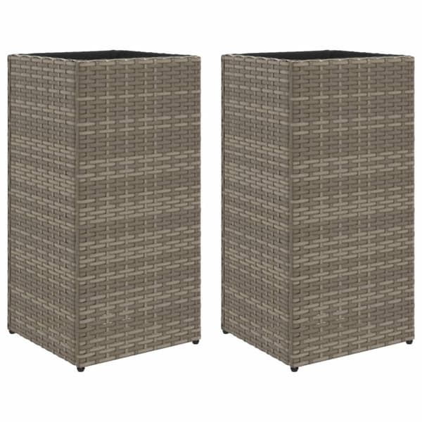 vidaXL plantekasser 2 stk. 30x30x60 cm polyrattan grå