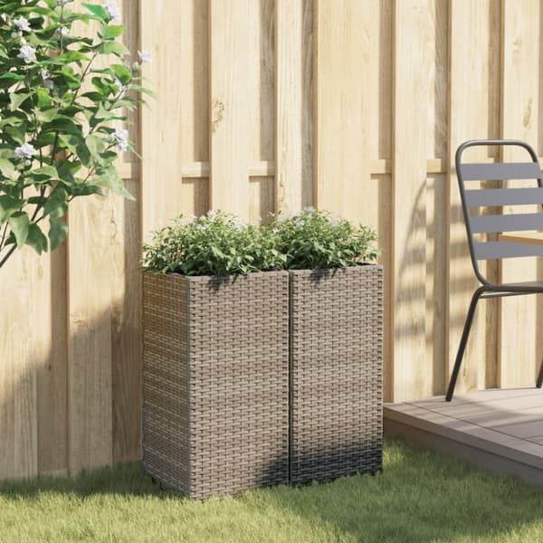 vidaXL plantekasser 2 stk. 30x30x60 cm polyrattan grå