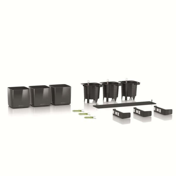 LECHUZA 3 st Planteringskärl Green Wall Home Kit Glansigt antracit