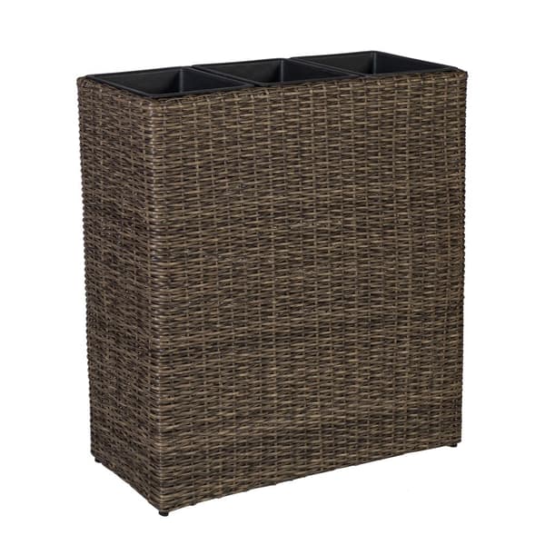 Kukkaruukunsuoja WICKER 77x22xK80cm, polyrottinkia, tummaruskea