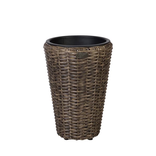 Kukkaruukunsuoja WICKER H28xK40cm pyöreä, polyrottinkia, tummanruskea