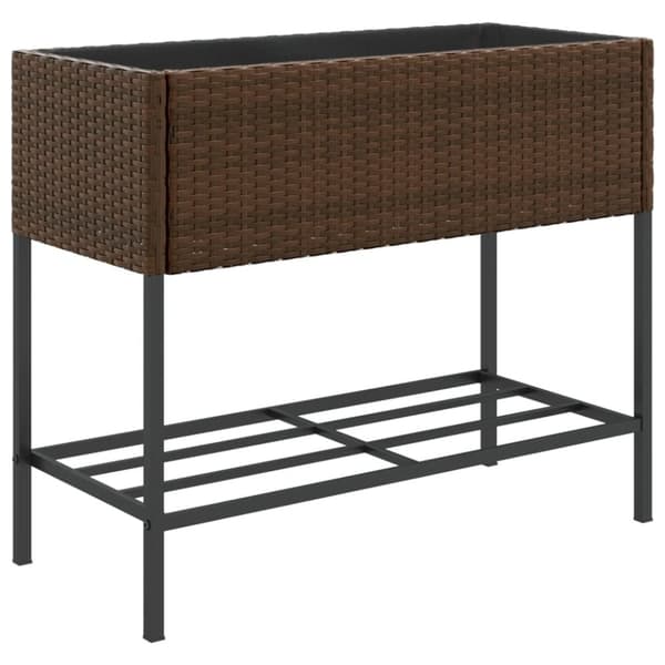 vidaXL plantekasser 2 stk. med hylde 90x40x75 cm polyrattan brun