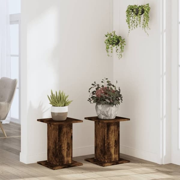 vidaXL Plantestativer 2 stk røkt eik 30x30x40 cm konstruert tre