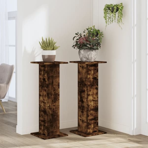 vidaXL Växtställ 2 st rökfärgad ek 30x30x80 cm konstruerat trä
