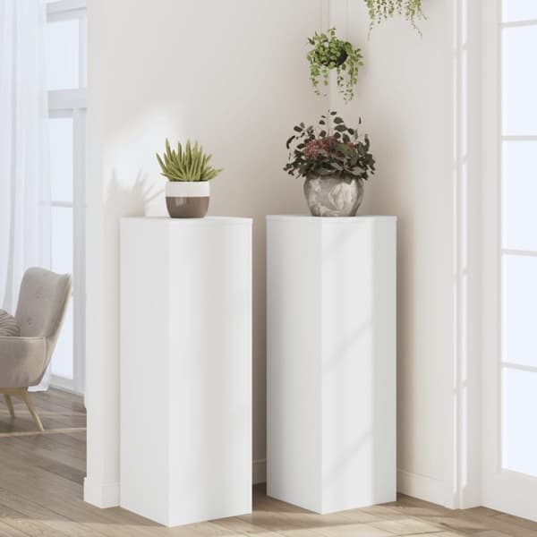 vidaXL Kasvitelineet 2 kpl valkoinen 33x33x100 cm tekninen puu