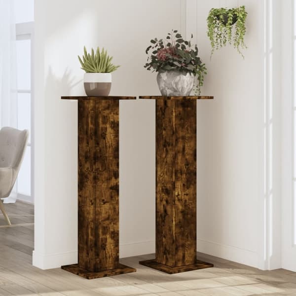 vidaXL Växtställ 2 st rökfärgad ek 30x30x95 cm konstruerat trä