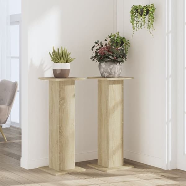 vidaXL plantestativer 2 stk. 30x30x80 cm konstrueret træ sonoma-eg