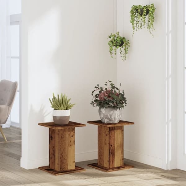 vidaXL plantestativer 2 stk. 30x30x40 cm konstrueret træ antikt træ