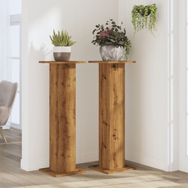 vidaXL plantestativer 2 stk. 30x30x95 cm konstrueret træ egetræsfarvet