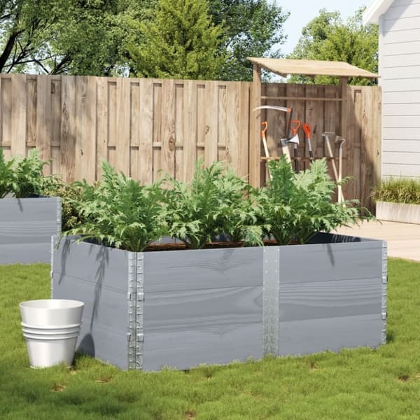 vidaXL plantekasse 150x100 cm massivt fyrretræ grå
