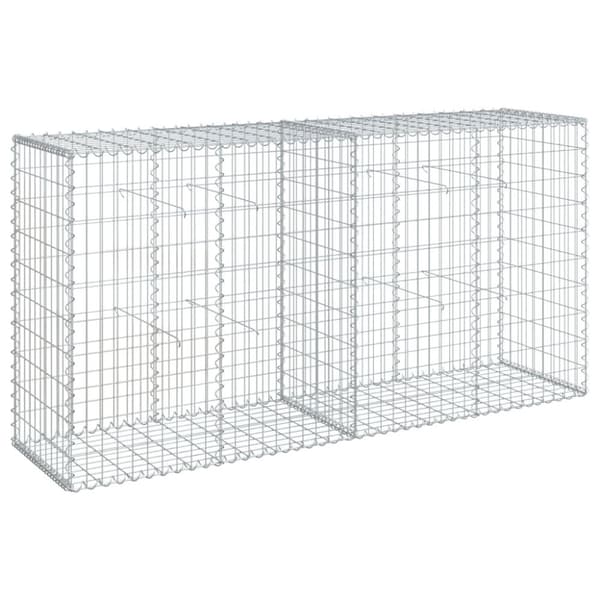 vidaXL Gabionkurv med deksel 200x50x100 cm galvanisert jern