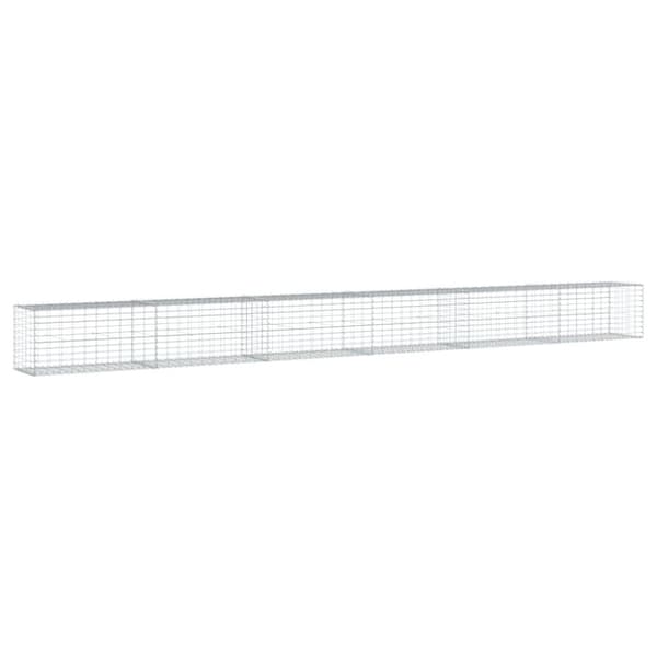 vidaXL Gabionkurv med deksel 600x50x50 cm galvanisert jern