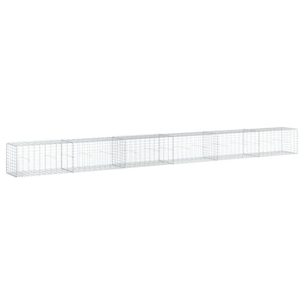 vidaXL Gabionkurv med deksel 600x50x50 cm galvanisert jern