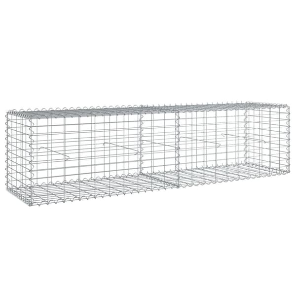 vidaXL gabionkurv med cover 200x50x50 cm galvaniseret jern