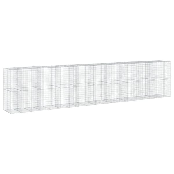 vidaXL Gabionkurv med deksel 950x100x200 cm galvanisert jern