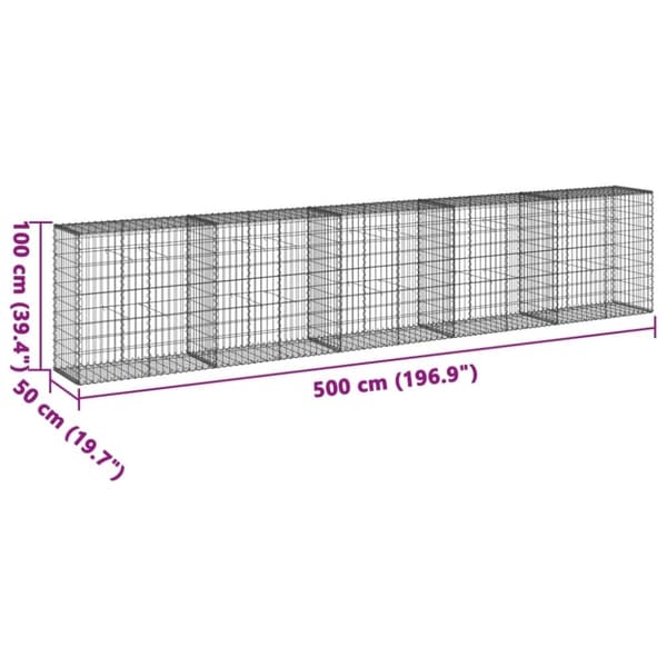 vidaXL Kivikori katolla 500x50x100 cm galvanoitu rauta