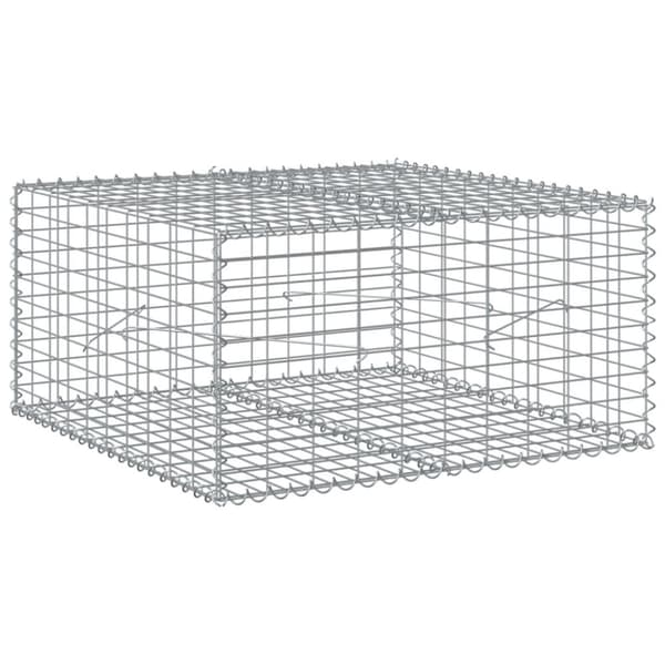 vidaXL gabionkurv med cover 100x100x50 cm galvaniseret jern