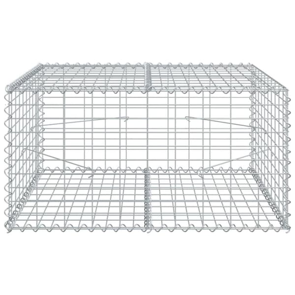 vidaXL gabionkurv med cover 100x100x50 cm galvaniseret jern