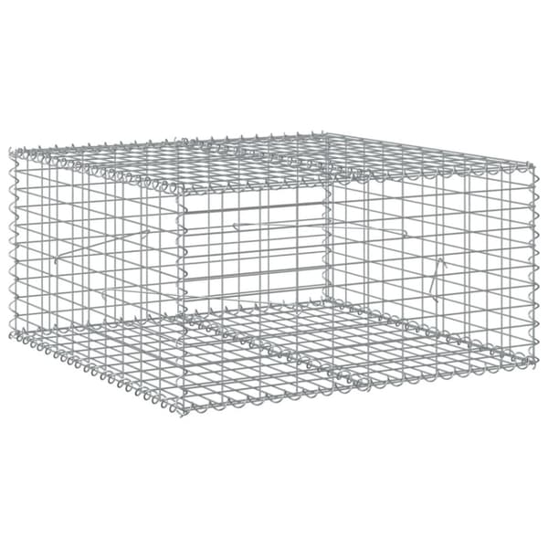 vidaXL gabionkurv med cover 100x100x50 cm galvaniseret jern