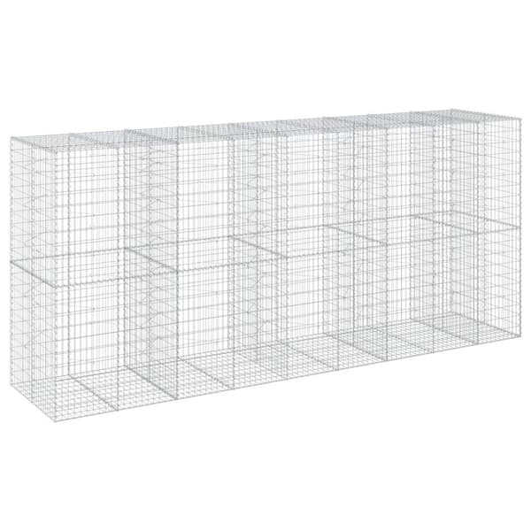 vidaXL gabionkurv med cover 450x100x200 cm galvaniseret jern