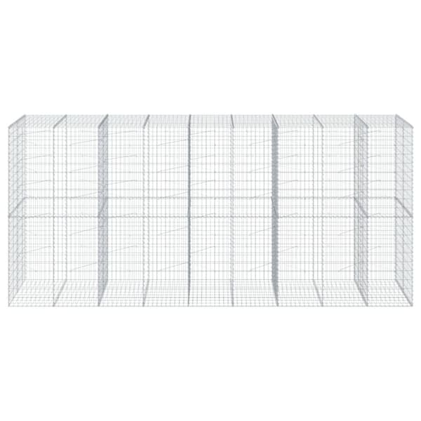 vidaXL gabionkurv med cover 450x100x200 cm galvaniseret jern