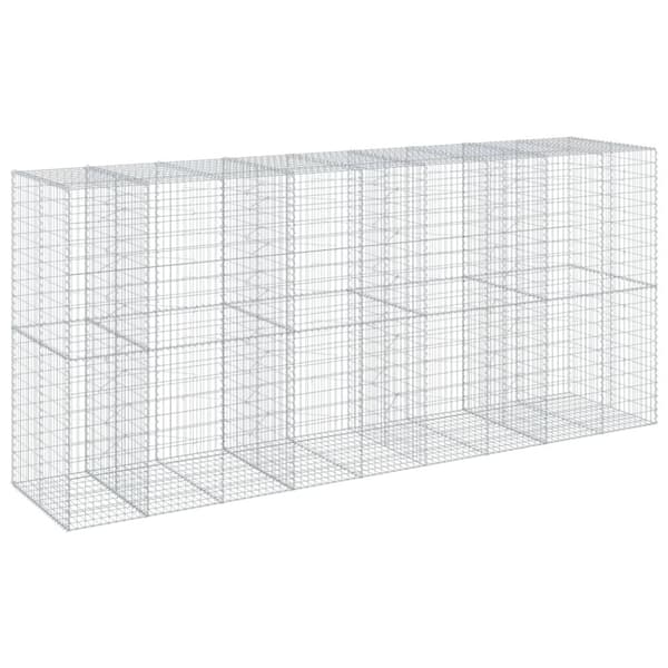 vidaXL gabionkurv med cover 450x100x200 cm galvaniseret jern