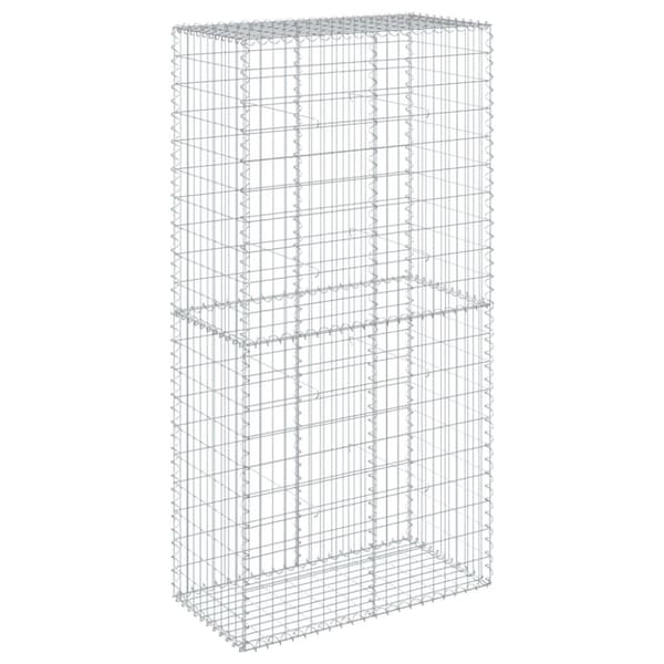 vidaXL gabionkurv med cover 100x50x200 cm galvaniseret jern