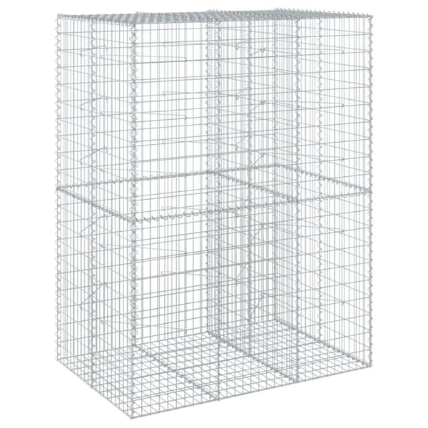 vidaXL gabionkurv med cover 150x100x200 cm galvaniseret jern