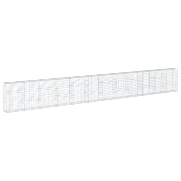vidaXL gabionkurv med cover 1200x50x150 cm galvaniseret jern