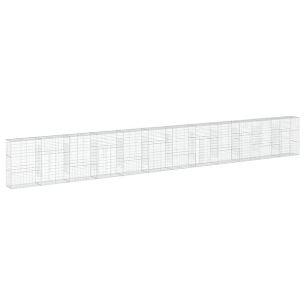 vidaXL gabionkurv med cover 1200x50x150 cm galvaniseret jern