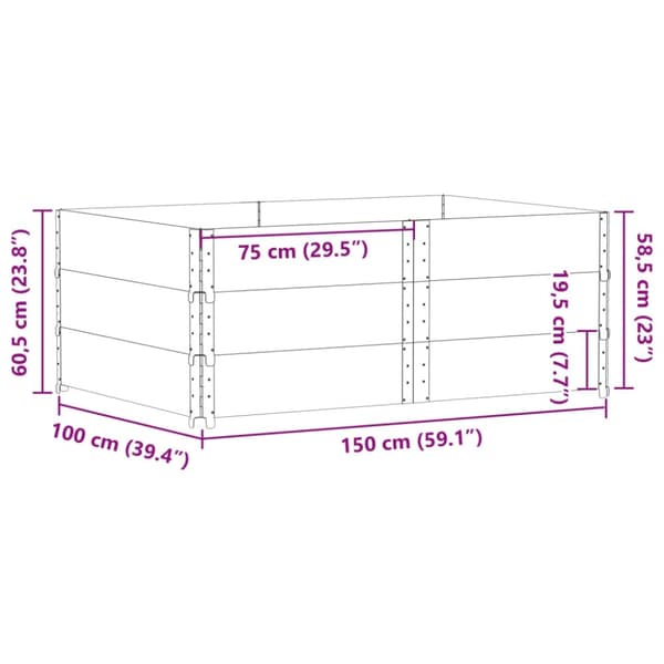 vidaXL Odlingslåda grå 150x100 cm massivt furuträ