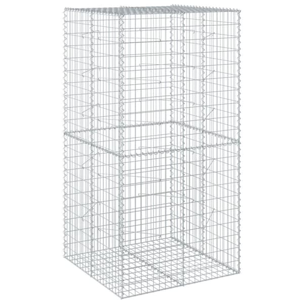 vidaXL gabionkurv med cover 100x100x200 cm galvaniseret jern