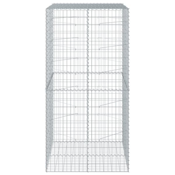 vidaXL gabionkurv med cover 100x100x200 cm galvaniseret jern