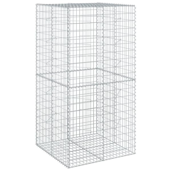 vidaXL gabionkurv med cover 100x100x200 cm galvaniseret jern
