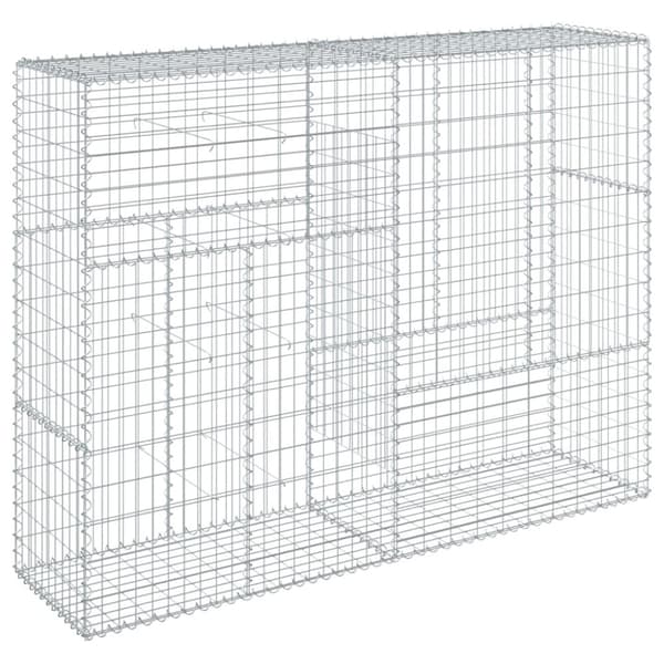 vidaXL Gabionkurv med deksel 200x50x150 cm galvanisert jern