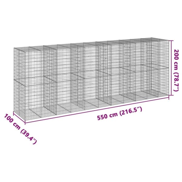 vidaXL Kivikori katolla 550x100x200 cm galvanoitu rauta
